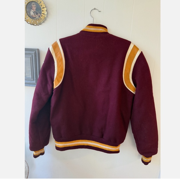 VTG 1985 Burgundy Gold Wool Leather Butwin Letterman Jacket Mens size M/L Paul - Picture 3 of 5